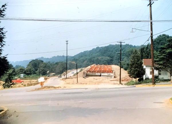 Historic photo of construction of the Brower Road overpass in 1960