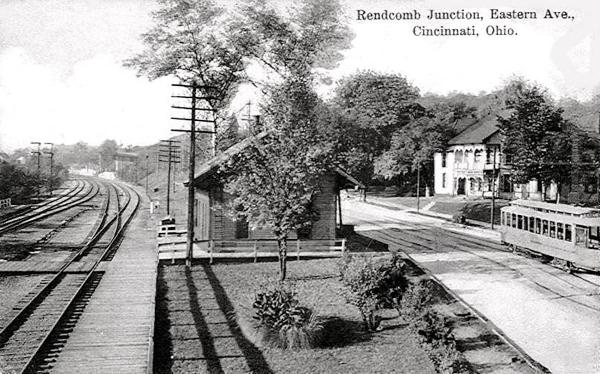 Historic photo of Rendcomb Junction on the Pennsylvania/Little Miami Railroad and the end of the east end streetcar line at Eastern and Archer Avenues in Linwood