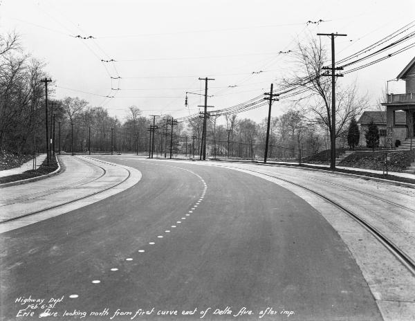 Historic photo of Erie Avenue near the upper intersection with Tarpis Avenue in Hyde Park