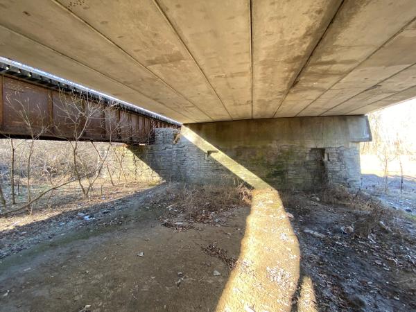 Underneath the Dry Fork Creek bridge,