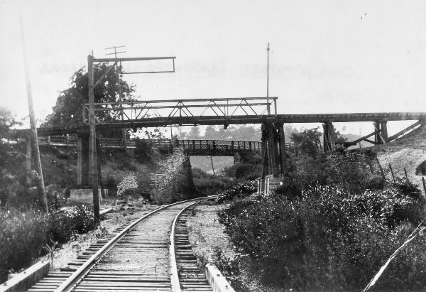 Historic photo of the CL&A overpass at the Big Four Railroad's Homestead/Greendale cutoff