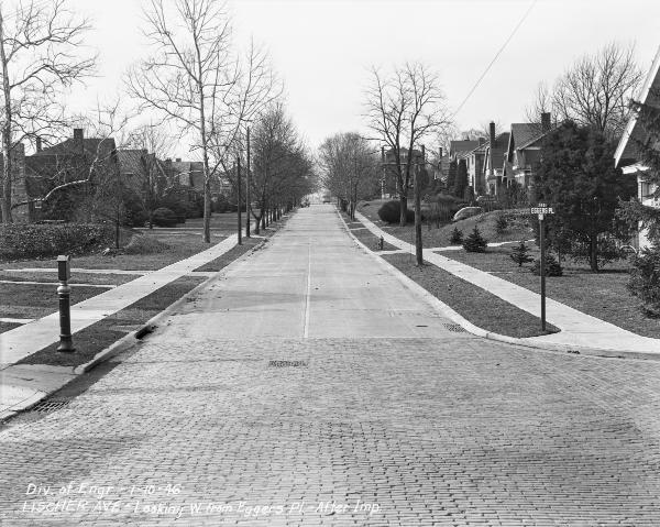 Historic photo of the Cincinnati & Westwood right-of-way crossing Lischer Avenue in Westwood