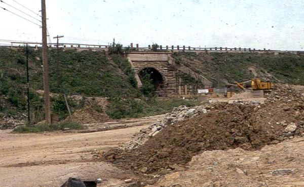 An old photo of the Duck Creek Road tunnel under the PRR Richmond Division in Oakley