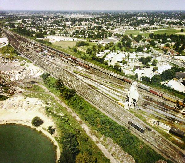 Historic aerial of the C&O of Indiana Cheviot/Summit yard in the 1960s