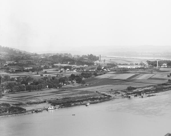 Historic photo of California and Coney Island as seen from Ft. Thomas, KY