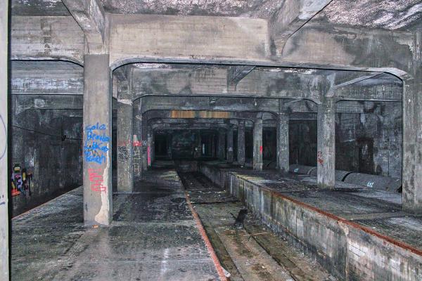 The east end of the subway's Race Street station between Race and Vine