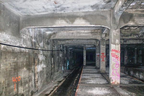 The west end of the subway's Race Street station between Race and Elm