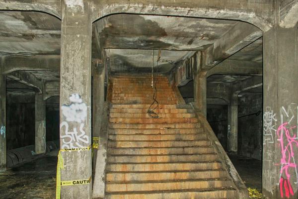 The subway's Race Street station stairs to Race Street