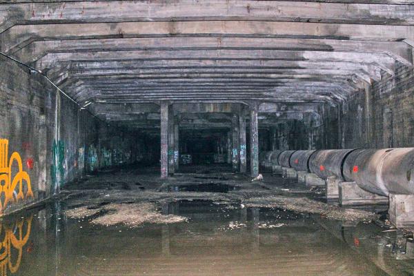 The west end of the subway's Race Street station between Plum and Elm