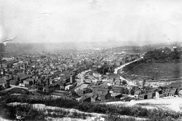 Historic photo of the Miami & Erie Canal at Marshall Avenue in Camp Washington