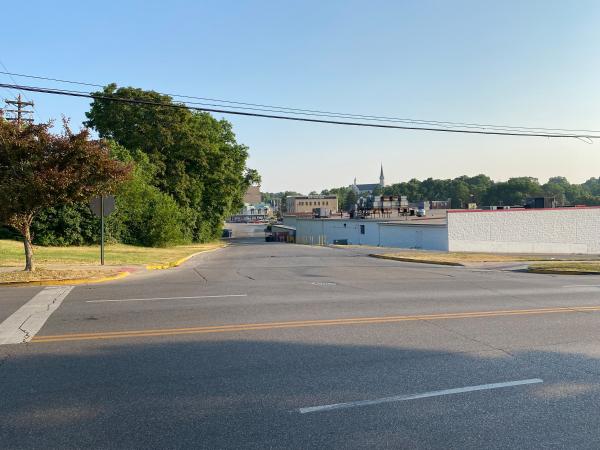 Current view of the Miami & Erie Canal and subway right-of-way at Ross Avenue in St. Bernard