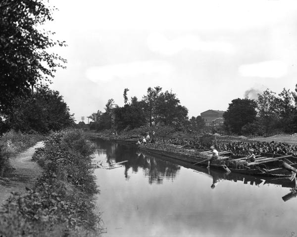 Historic photo of the Miami & Erie Canal north of Ross Avenue in St. Bernard on July 8, 1924