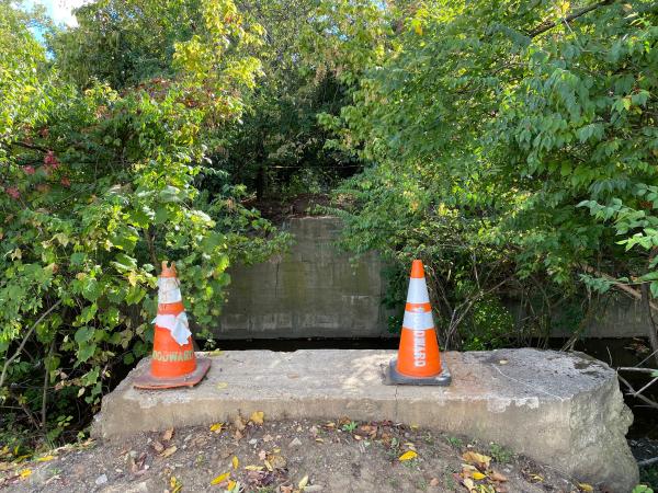 Remnants of the Miami & Erie Canal Sharonville Aqueduct near the I-75 & I-275 interchange and CDC Dubois Chemicals