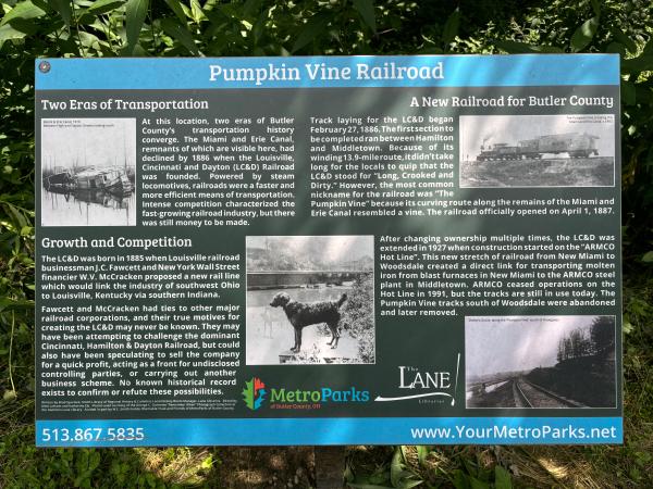 Historical information on the Miami & Erie Canal and the LC&D Railroad which became the CH&D East Middletown Branch