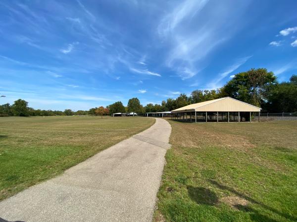 Miami & Erie Canal route through Monroe Bicentennial Commons, formerly LeSourdsville Lake Amusement Park