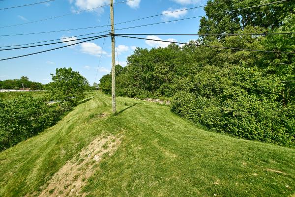 Miami & Erie Canal right-of-way and the Excello lock as seen from Main Street