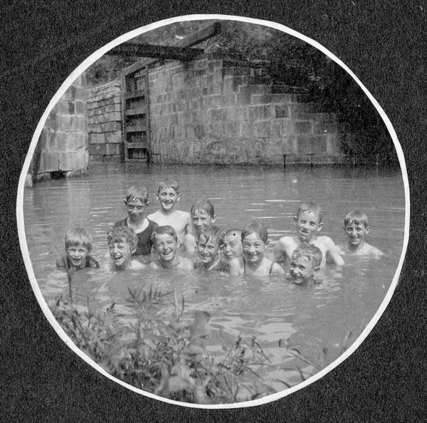 Historic photo of the Miami & Erie Canal Excello lock #34 in approximately 1905