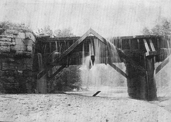 Historic photo of the Miami & Erie Canal LeSourdsville/Gregory Creek Aqueduct in approximately 1890
