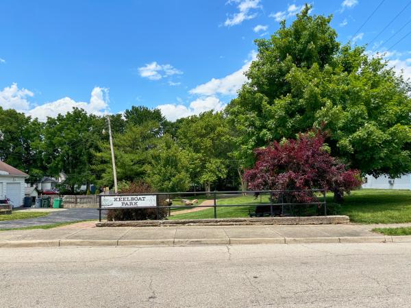Miami & Erie Canal right-of-way and Keelboat Park at Pearl Street in Miamisburg