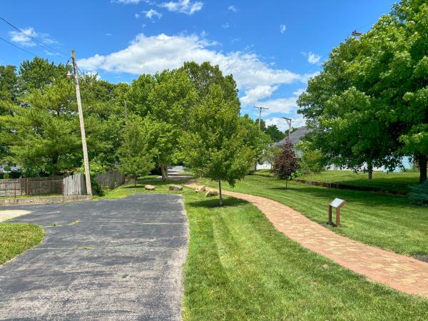 Miami & Erie Canal right-of-way inside Keelboat Park at Pearl Street in Miamisburg