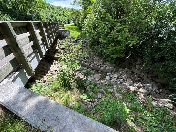 Miami & Erie Canal overflow channel under the Miamisburg & Carrollton Hydraulic near West Main and Weir Street in West Carrollton
