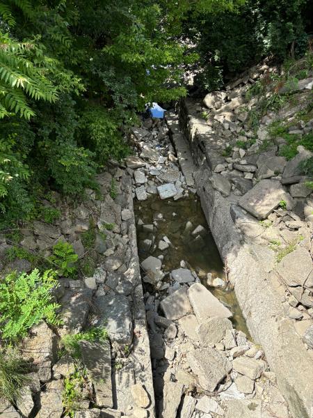 Miami & Erie Canal overflow channel under the Miamisburg & Carrollton Hydraulic near West Main and Weir Street in West Carrollton