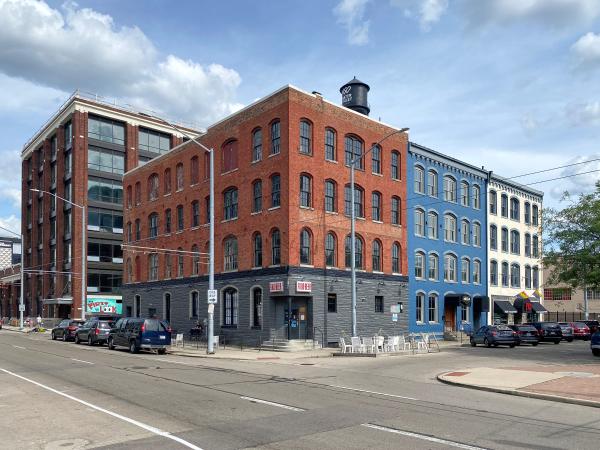 Historic canal-era warehouse buildings at 1st and Patterson
