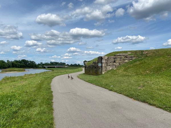 Remains of the Miami & Erie Canal's Mad River aqueduct south abutment