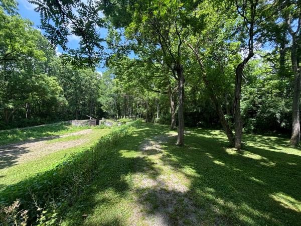 Miami & Erie Canal channel and heelpath in Canal Lock Park in Huber Heights