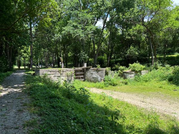 Miami & Erie Canal channel and lock #18 in Canal Lock Park in Huber Heights