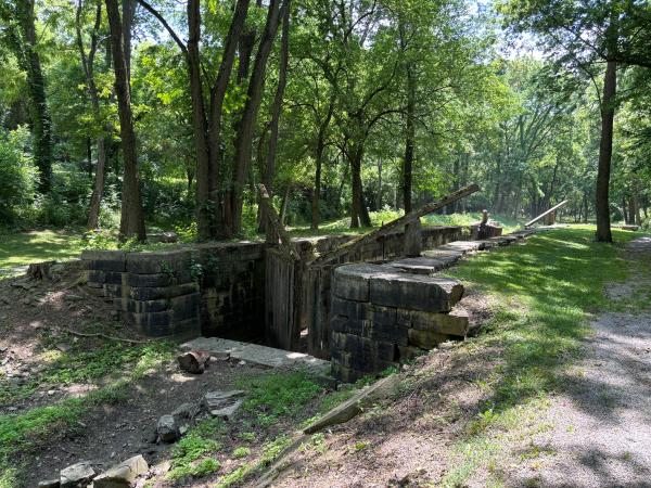 North end of Miami & Erie Canal lock #18 in Canal Lock Park in Huber Heights
