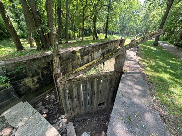 North end of Miami & Erie Canal lock #18 in Canal Lock Park in Huber Heights