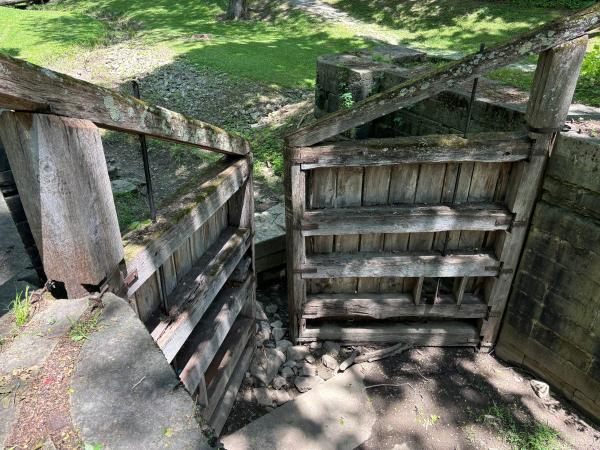 North end of Miami & Erie Canal lock #18 in Canal Lock Park in Huber Heights