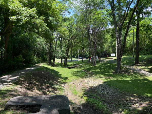 Miami & Erie Canal channel north of lock #18 in Canal Lock Park in Huber Heights