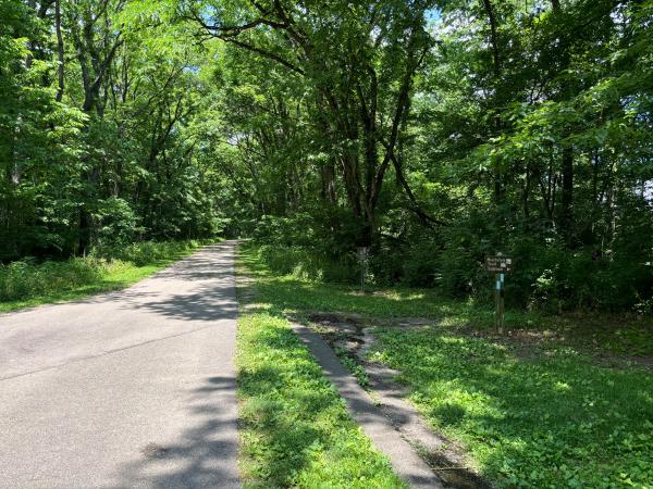 Miami & Erie Canal bed crossing the Great Miami River Recreational Trail at Taylorsville