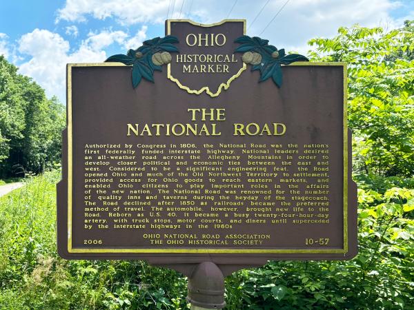Village of Tadmor historical plaque next to the Great Miami River Recreational Trail and the Miami & Erie Canal