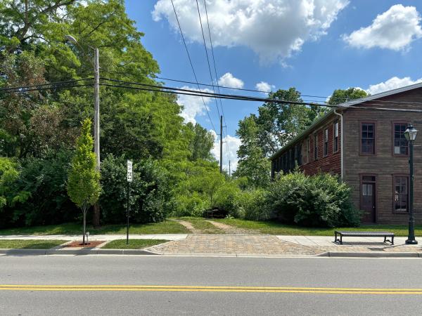 Miami & Erie Canal right-of-way approaching Main Street in Tipp City