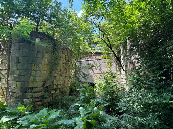 Close up of Miami & Erie Canal lock #13 south of Dye Mill Road in Troy