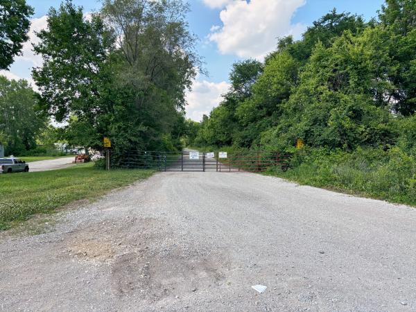 Miami & Erie Canal right-of-way on the other side of Dye Mill Road in Troy