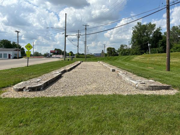 Reconstructed portion of Miami & Erie Canal lock #12 next to Elm Street and Atlantic Street