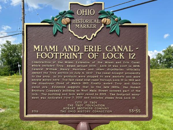 Miami & Erie Canal lock #12 historical plaque