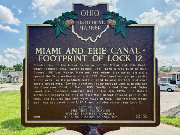 Miami & Erie Canal lock #12 historical plaque