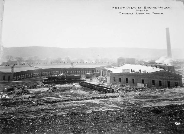 Historic photo of the Riverside Yard roundhouse